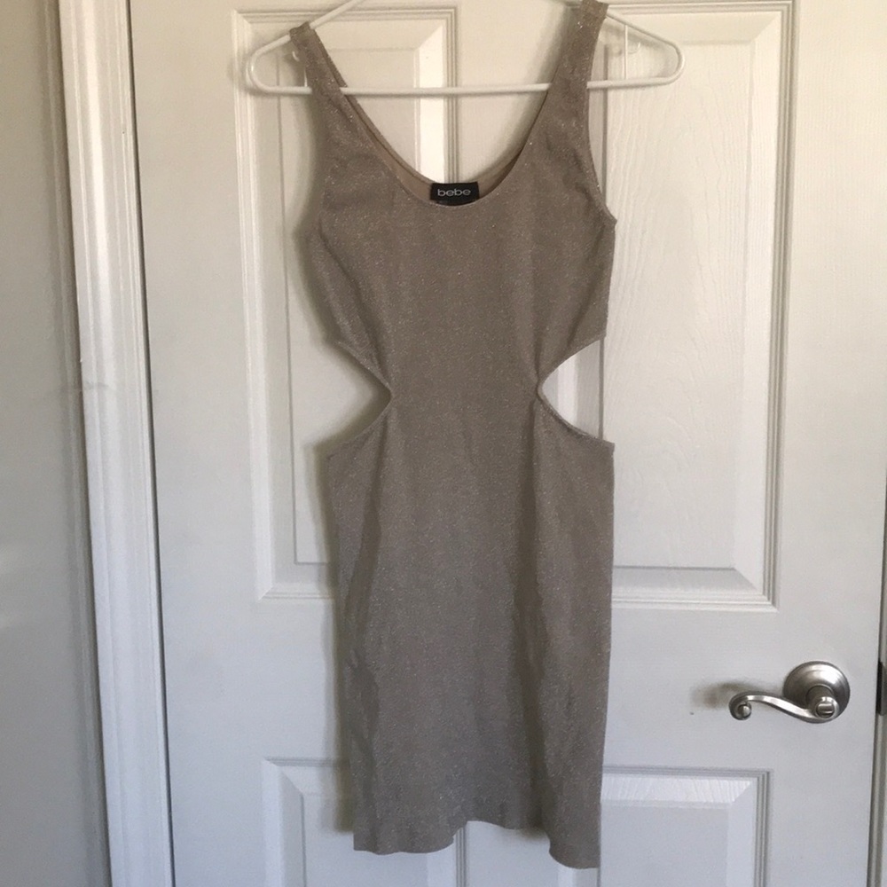 Tan sparkly BEBE Dress